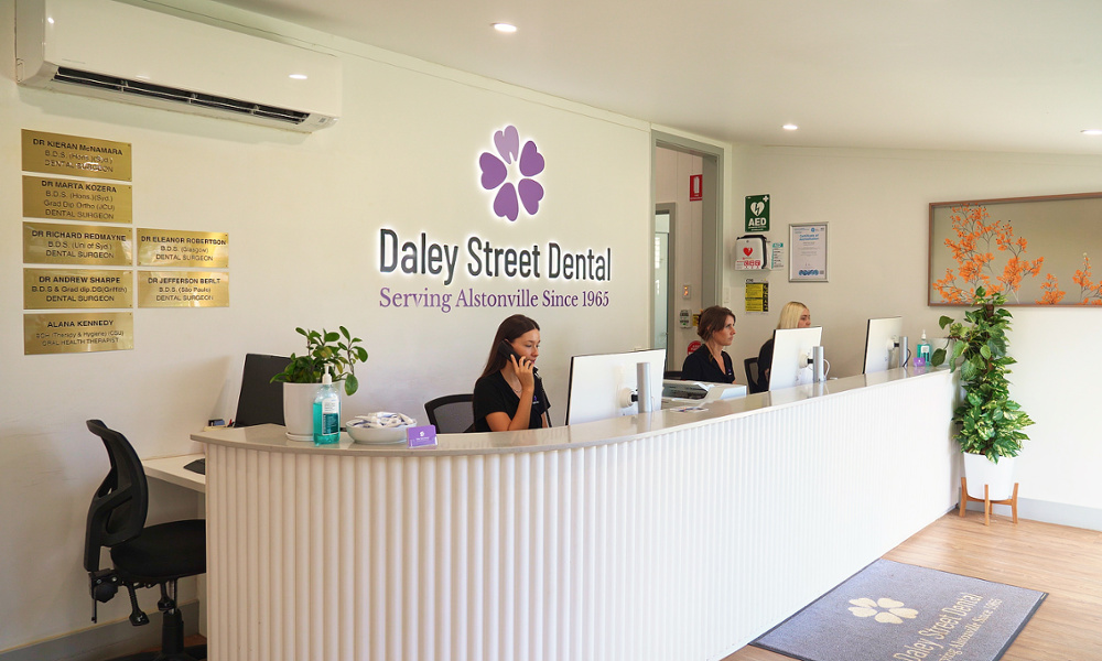 our reception at daley street dental | dentist 2477